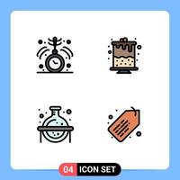 4 iconos creativos, signos y símbolos modernos de la ciencia del reloj, parte médica, etiqueta, elementos de diseño vectorial editables vector