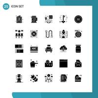 Group of 25 Solid Glyphs Signs and Symbols for free ecommerce electric success key Editable Vector Design Elements