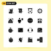 Pictogram Set of 16 Simple Solid Glyphs of avatar observatory music building building Editable Vector Design Elements