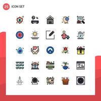 Universal Icon Symbols Group of 25 Modern Filled line Flat Colors of eye view mind technology human house Editable Vector Design Elements