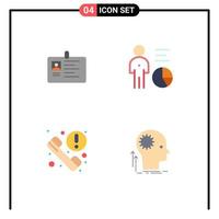 símbolos de iconos universales grupo de 4 iconos planos modernos de eficiencia de tarjeta id pass persona elementos de diseño vectorial editables vector