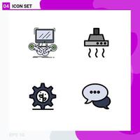 Set of 4 Modern UI Icons Symbols Signs for game earth multiplayer food setting Editable Vector Design Elements