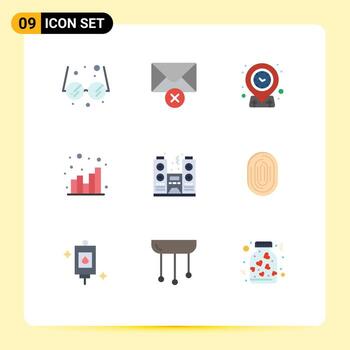 Paquete de 9 colores planos de interfaz de usuario de signos y símbolos modernos de la celebración de la noche del espectador elementos de diseño vectorial editables seo vector