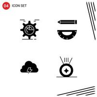 Set of Commercial Solid Glyphs pack for setting pencil chart compass cloud Editable Vector Design Elements