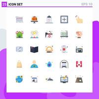 Mobile Interface Flat Color Set of 25 Pictograms of plus increase sweets create text Editable Vector Design Elements