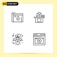 Pictogram Set of 4 Simple Filledline Flat Colors of data personal download computer heart Editable Vector Design Elements