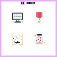 4 User Interface Flat Icon Pack of modern Signs and Symbols of e plain learning decoration typography Editable Vector Design Elements