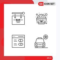 4 Universal Line Signs Symbols of bar communication party healthy settings Editable Vector Design Elements