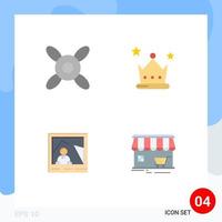 Pack of 4 Modern Flat Icons Signs and Symbols for Web Print Media such as cooler photo award picture store Editable Vector Design Elements