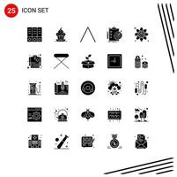 Set of 25 Vector Solid Glyphs on Grid for connection achievement arrow target report Editable Vector Design Elements