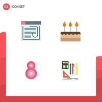 Pictogram Set of 4 Simple Flat Icons of email event password website party Editable Vector Design Elements