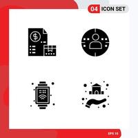 4 Universal Solid Glyph Signs Symbols of cash internet money profile estate Editable Vector Design Elements