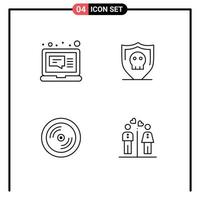 símbolos de iconos universales grupo de 4 colores planos de línea de relleno modernos de mensajes de correo electrónico dvd educación segura elementos de diseño de vectores editables