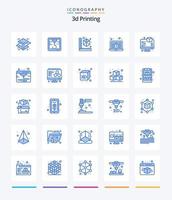 Creative 3d Printing 25 Blue icon pack  Such As preview. display. cube. 3d. laptop vector