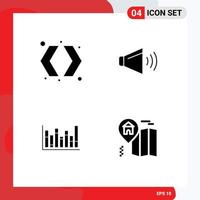 Universal Icon Symbols Group of 4 Modern Solid Glyphs of arrows line right volume down Editable Vector Design Elements