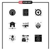 Set of 9 Vector Solid Glyphs on Grid for market forecast select business wifi Editable Vector Design Elements