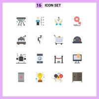 Pack of 16 Modern Flat Colors Signs and Symbols for Web Print Media such as raise dollar human growing business Editable Pack of Creative Vector Design Elements