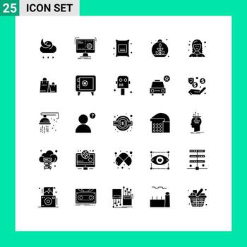 Pictogram Set of 25 Simple Solid Glyphs of developer plant progress leaf wheat Editable Vector Design Elements