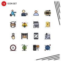 16 User Interface Flat Color Filled Line Pack of modern Signs and Symbols of hard add avatar printer device Editable Creative Vector Design Elements