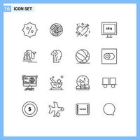 Pictogram Set of 16 Simple Outlines of hd aspect ratio logic marriage heart Editable Vector Design Elements