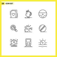 Pack of 9 Modern Outlines Signs and Symbols for Web Print Media such as ball smoke car pipe lost Editable Vector Design Elements