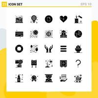 Stock Vector Icon Pack of 25 Line Signs and Symbols for like heart pen secure ui Editable Vector Design Elements
