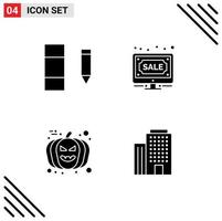 Modern Set of 4 Solid Glyphs and symbols such as column halloween auction online avatar Editable Vector Design Elements