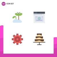 Group of 4 Modern Flat Icons Set for growth building plant webpage editor Editable Vector Design Elements