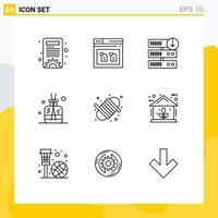 User Interface Pack of 9 Basic Outlines of rope camping download spa stick Editable Vector Design Elements