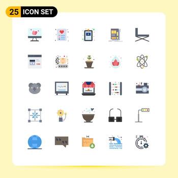 Pictogram Set of 25 Simple Flat Colors of furniture development health layout framing Editable Vector Design Elements