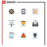 Set of 9 Modern UI Icons Symbols Signs for chart office design meeting ux Editable Vector Design Elements