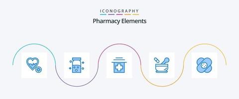 paquete de iconos azul 5 de elementos de farmacia que incluye médico. cuidado de la salud. cuidado de la salud. sopa. médico vector