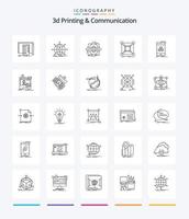 Creative 3d Printing And Communication 25 OutLine icon pack  Such As connection. base. network. forming. fabrication vector