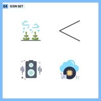 Set of 4 Vector Flat Icons on Grid for environment speaker life previous processor Editable Vector Design Elements