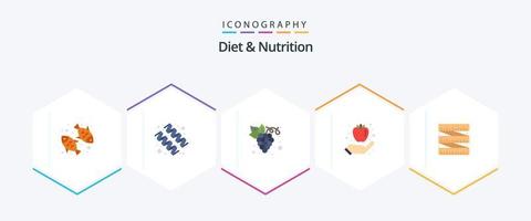 Diet And Nutrition 25 Flat icon pack including measurement. healthy. diet. healthy breakfast. apple vector