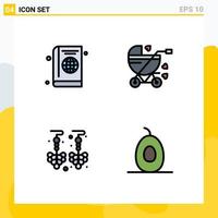 Set of 4 Modern UI Icons Symbols Signs for passport drop globe baby jewelry Editable Vector Design Elements