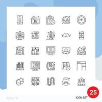 Modern Set of 25 Lines Pictograph of computer gearshift deadline check management Editable Vector Design Elements