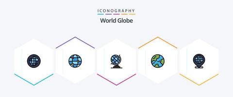 paquete de iconos de 25 líneas completas de globo que incluye . Internet. geografía. globo. en todo el mundo vector
