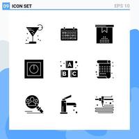 Pictogram Set of 9 Simple Solid Glyphs of safe electronics year devices holiday Editable Vector Design Elements