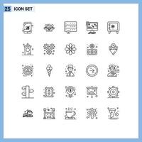 Concepto de 25 líneas para sitios web, dispositivos móviles y aplicaciones, bloqueo de computadora, cancelación de sincronización de datos, elementos de diseño de vectores editables
