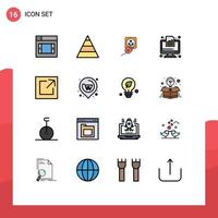 Universal Icon Symbols Group of 16 Modern Flat Color Filled Lines of link report electric graph diagram Editable Creative Vector Design Elements