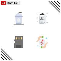Universal Icon Symbols Group of 4 Modern Flat Icons of cola memory card chemistry clip board care Editable Vector Design Elements