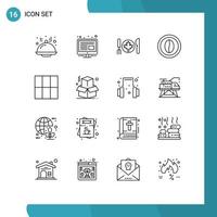 Universal Icon Symbols Group of 16 Modern Outlines of box grid canada grain drink Editable Vector Design Elements