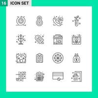 16 Universal Outline Signs Symbols of furniture science call lab tube Editable Vector Design Elements