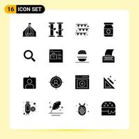 16 Universal Solid Glyphs Set for Web and Mobile Applications find job find paper zoom magnifier Editable Vector Design Elements