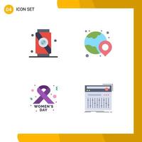 Group of 4 Modern Flat Icons Set for drink ribbon world shopping controller Editable Vector Design Elements