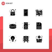 9 Universal Solid Glyphs Set for Web and Mobile Applications information garden chat park pool Editable Vector Design Elements