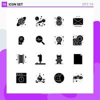 16 Creative Icons Modern Signs and Symbols of mind brain location open letter Editable Vector Design Elements