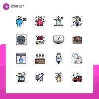 Mobile Interface Flat Color Filled Line Set of 16 Pictograms of recruitment people gown human light Editable Creative Vector Design Elements