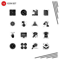 Set of 16 Vector Solid Glyphs on Grid for cash money city file checkout Editable Vector Design Elements